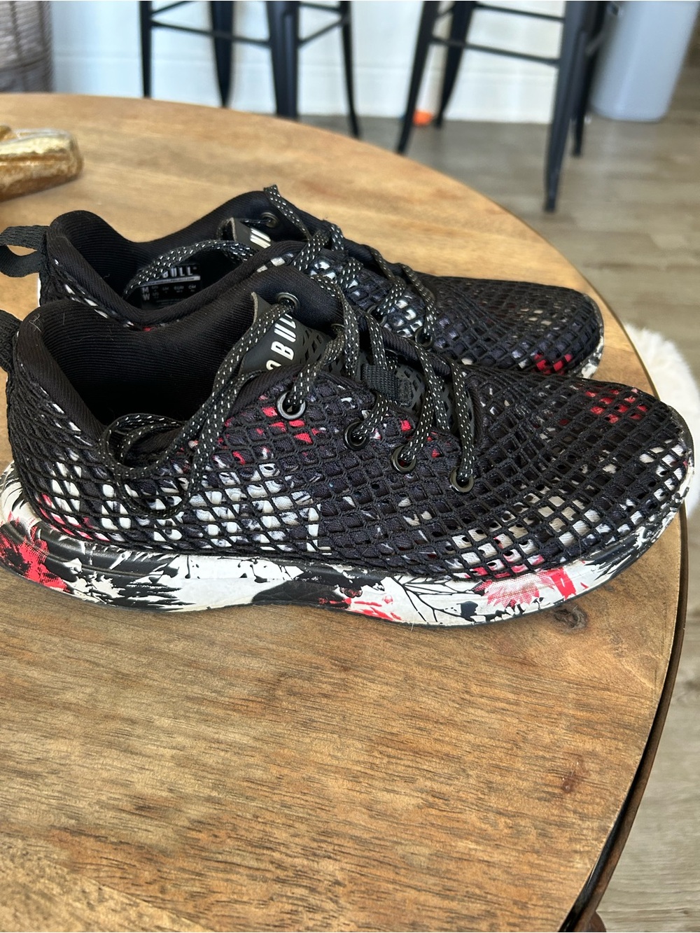 No Bull Black and Red Women's Mesh Runner Sneakers